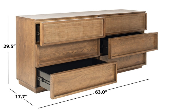 Cella 63 in. Rustic Oak Veneer Dresser - Natural
