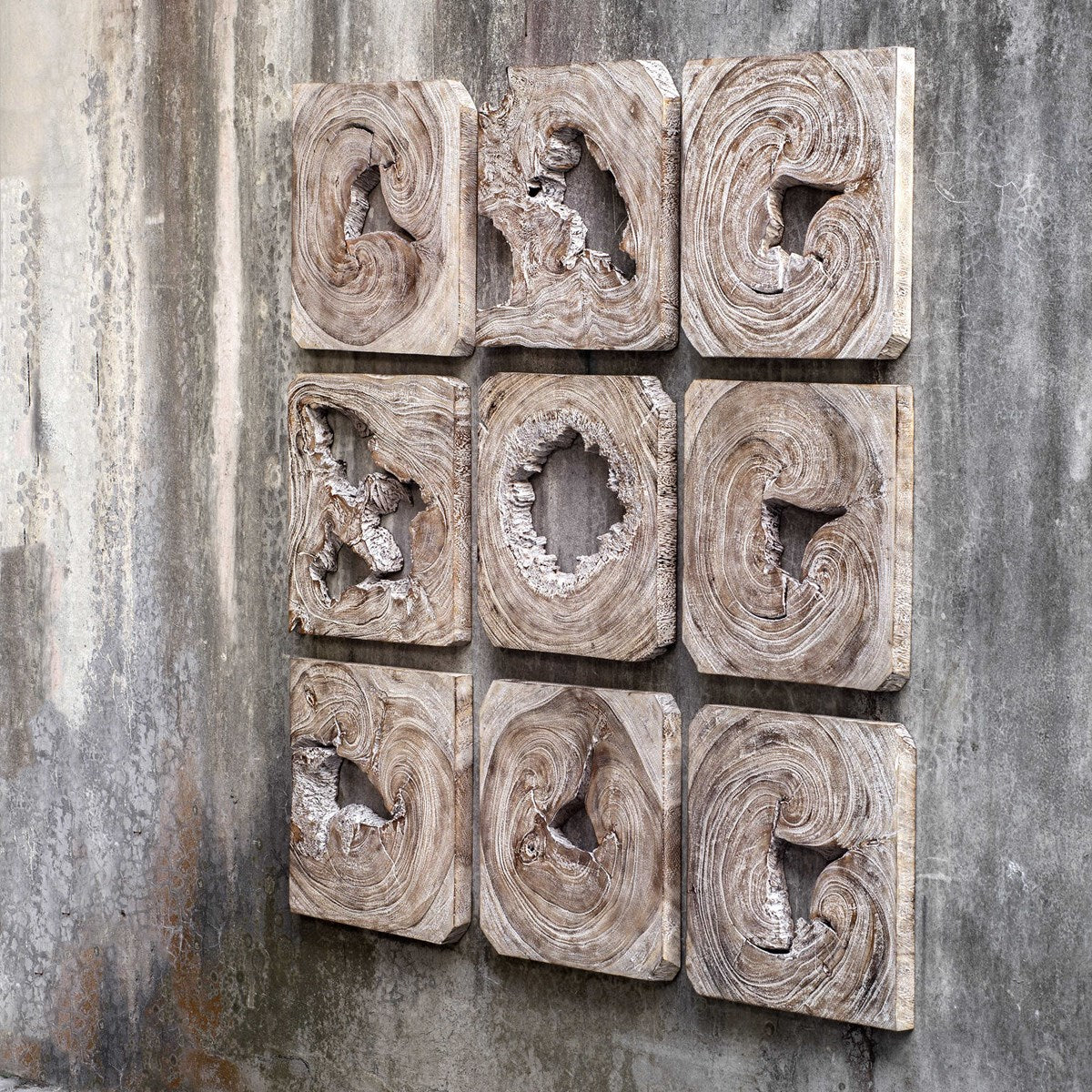 Whitewashed Coffee 16 in. Wood Wall Art - Set of 9