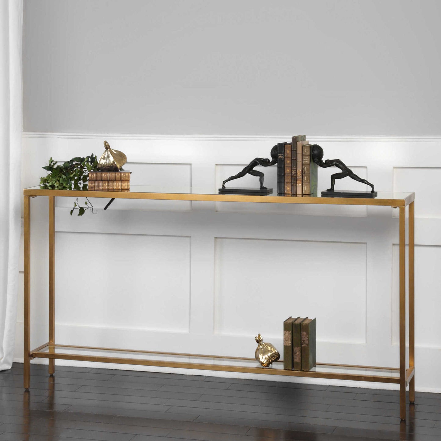Gold Mirrored 60 in. Console Table
