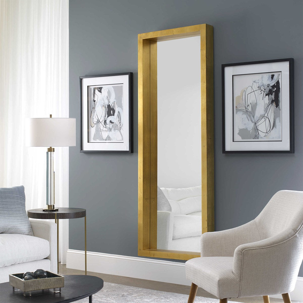Allegra Oversized 76 in. Gold Mirror
