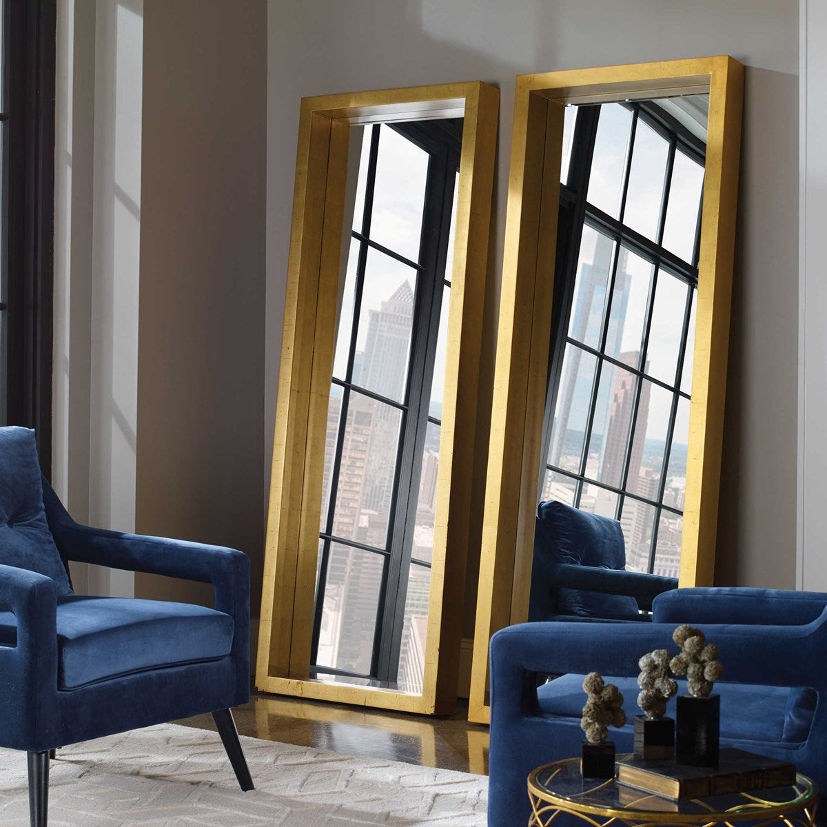 Allegra Oversized 76 in. Gold Mirror