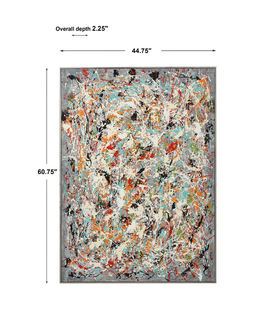 Jackson Pollock Style 61 in. Hand Painted Canvas
