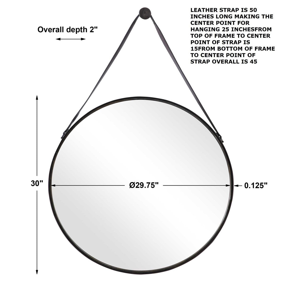 Gian 30 in. Leather Strap Mirror