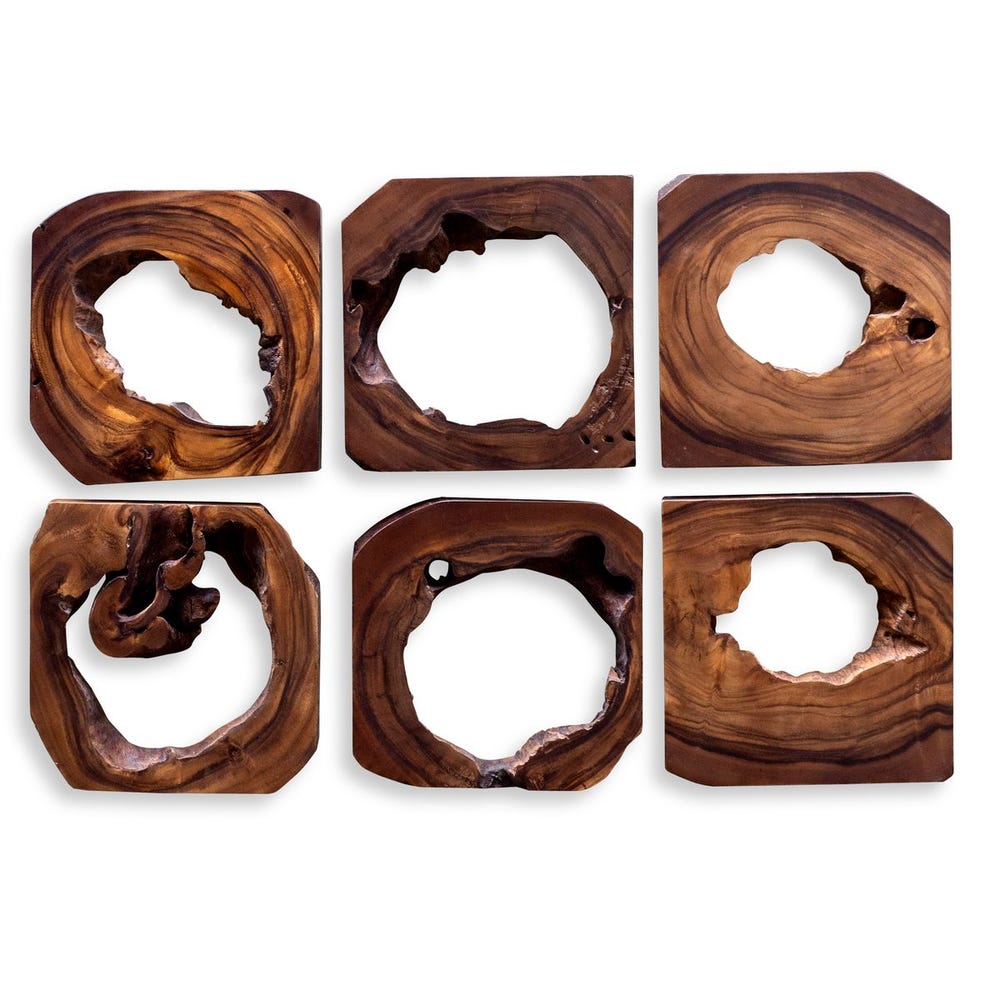 Caprera Suar Wood Wall Decor - Set of 6