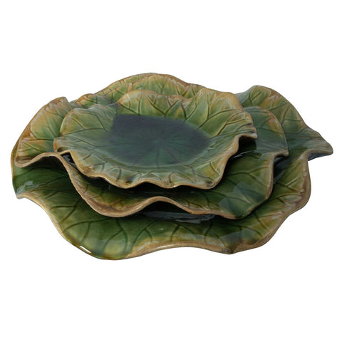 Lungo 18 in. Green Ceramic Wall Decor - Set of 3