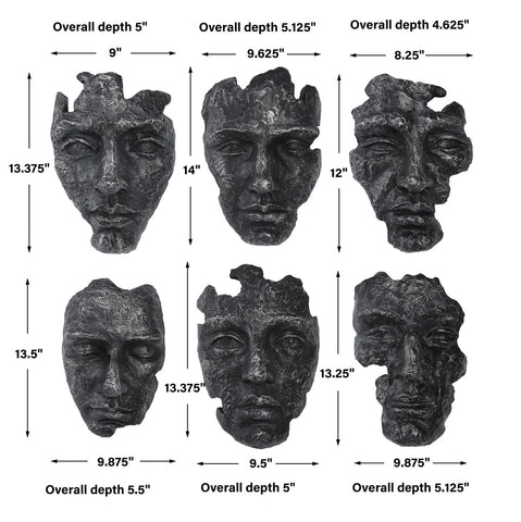 Mask 14 in. Wall Decor - Set of 6