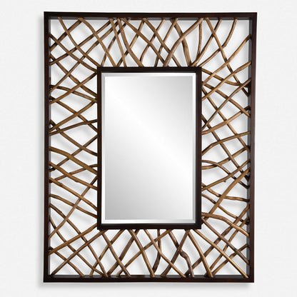 Maseda 56 in. Mahogany Wood Mirror