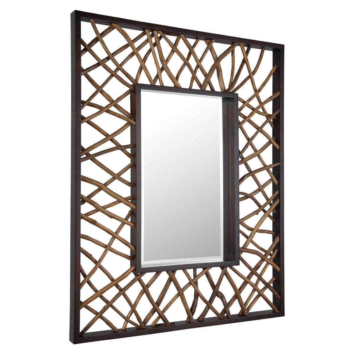 Maseda 56 in. Mahogany Wood Mirror