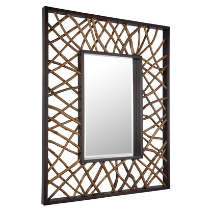 Maseda 56 in. Mahogany Wood Mirror