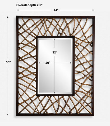 Maseda 56 in. Mahogany Wood Mirror