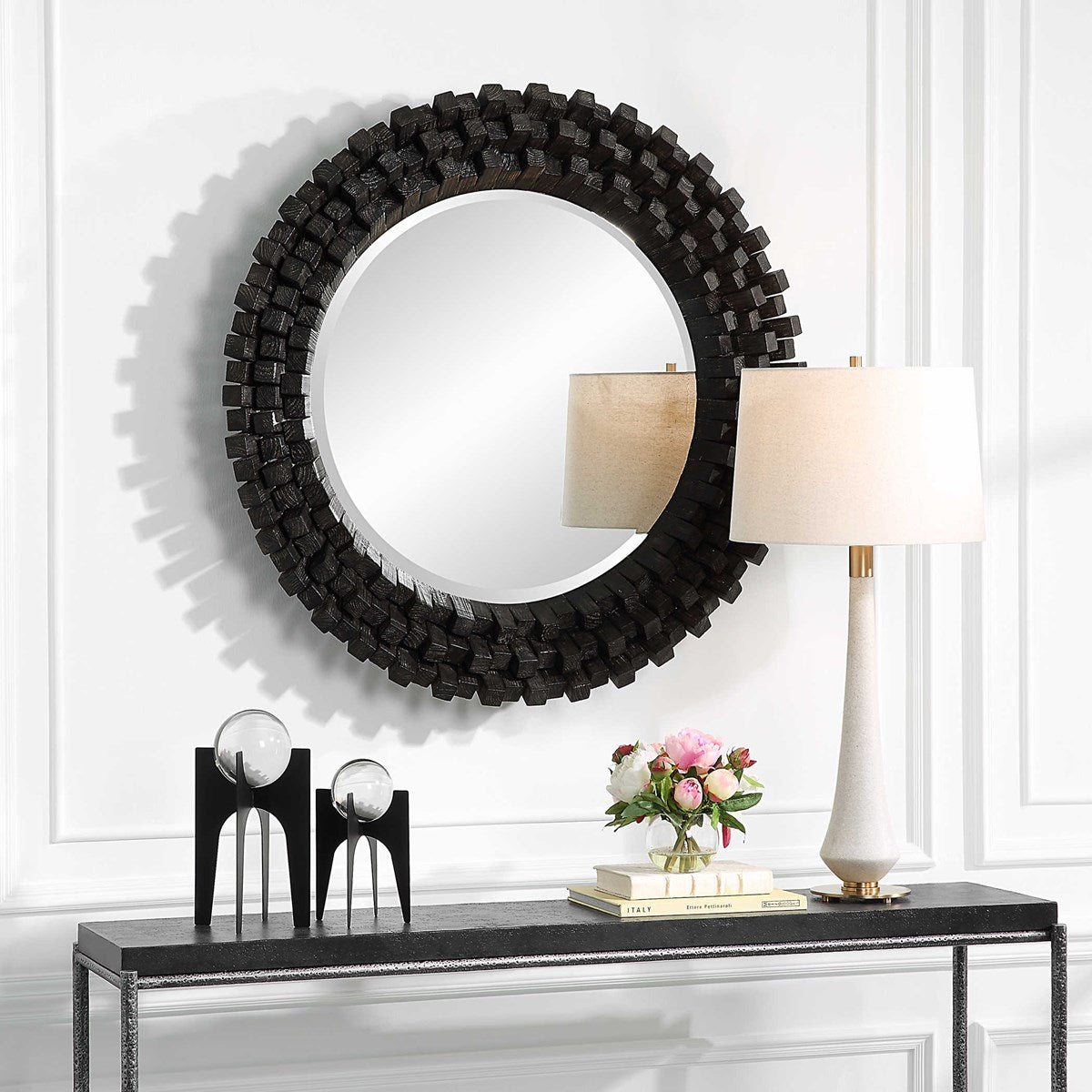 Osasco 42 in. Round Wood Mirror