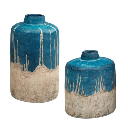 Cirò Glass and Concrete Outdoor Vase - Set of 2