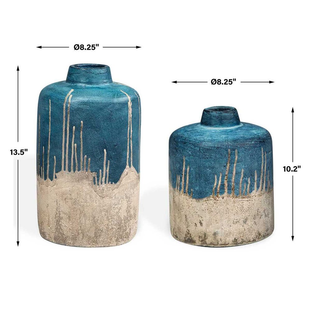 Cirò Glass and Concrete Outdoor Vase - Set of 2