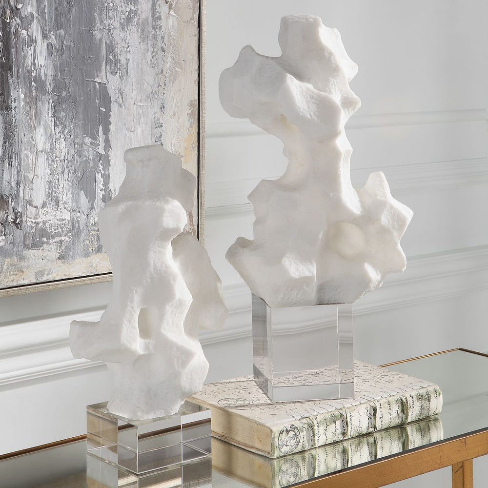 Baggio White Stone Sculptures - Set of 2