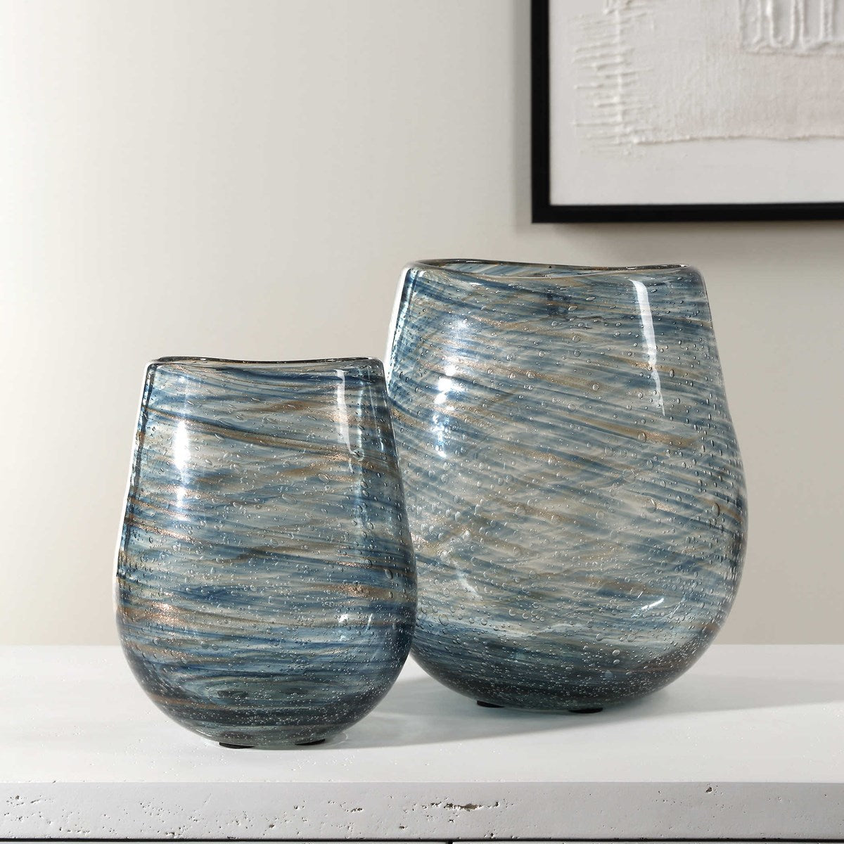 Grotta Bubble Glass Vases - Set of 2