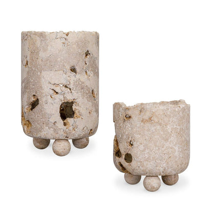 Carvico Natural Stone Outdoor Vase - Set of 2