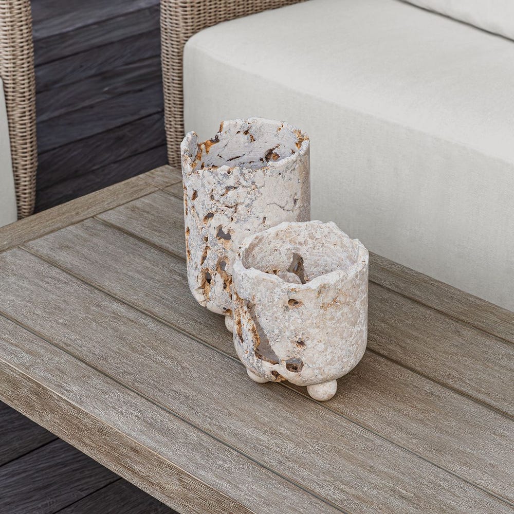 Carvico Natural Stone Outdoor Vase - Set of 2