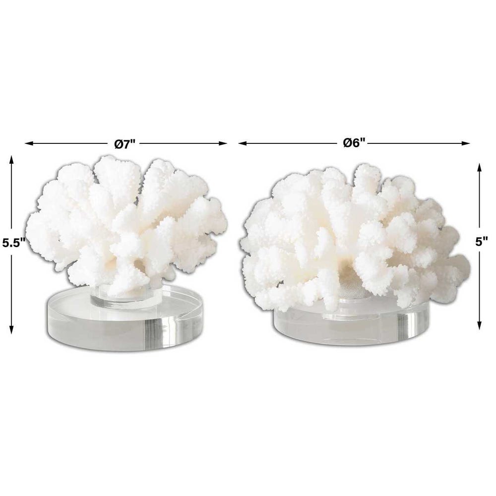 Breton White Coral Sculpture - Set of 2