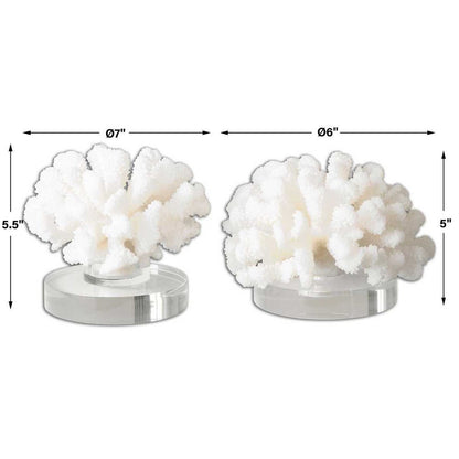 Breton White Coral Sculpture - Set of 2