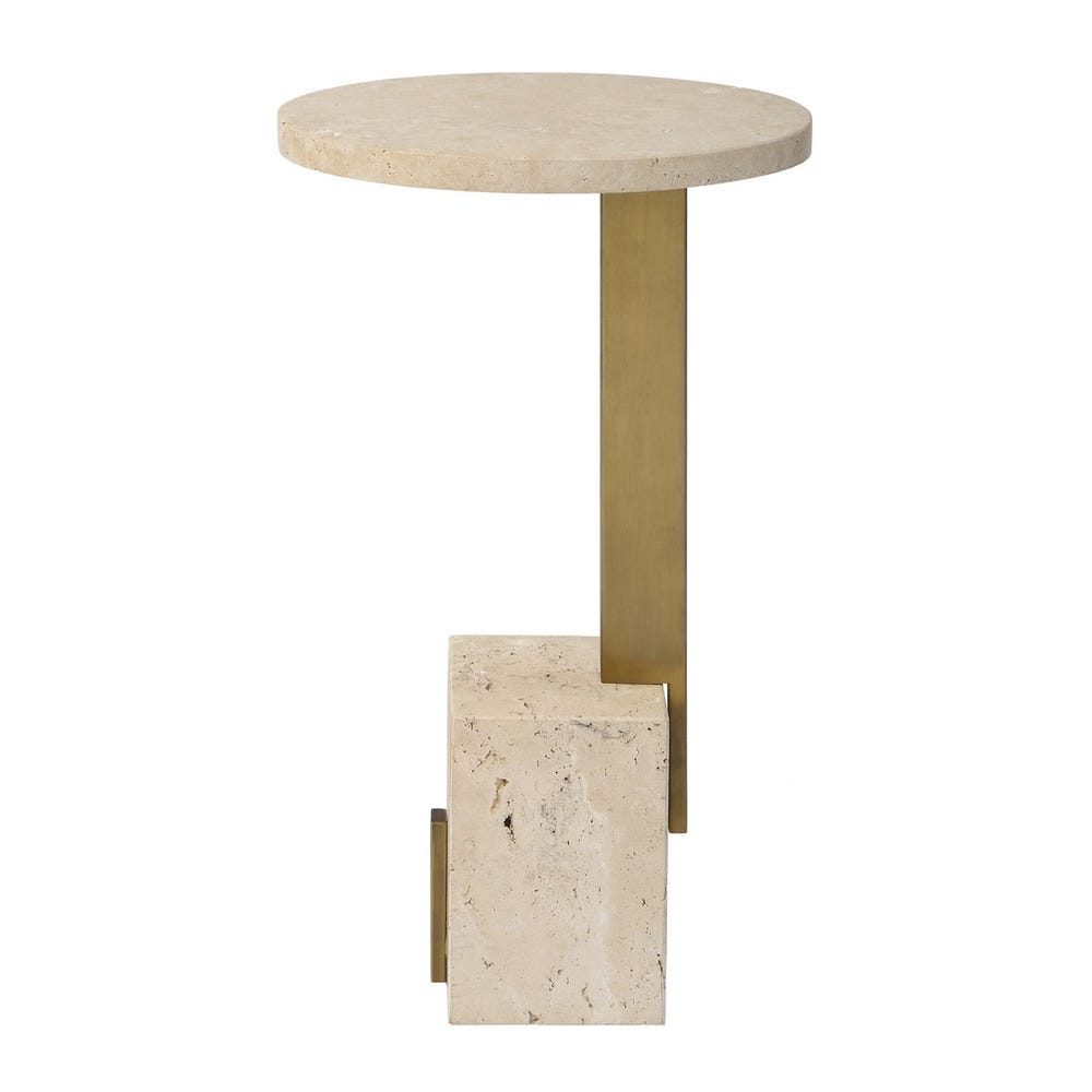 Smerillo 22 in. Travertine Accent Table