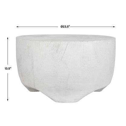 Bubano 24 in. Suar Wood Coffee Table - White