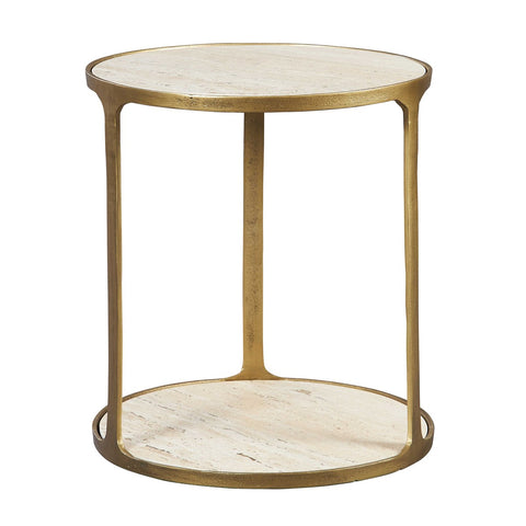 Volto 23 in. Travertine Side Table