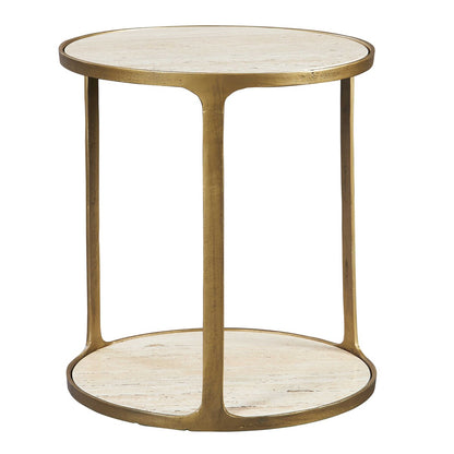 Volto 23 in. Travertine Side Table