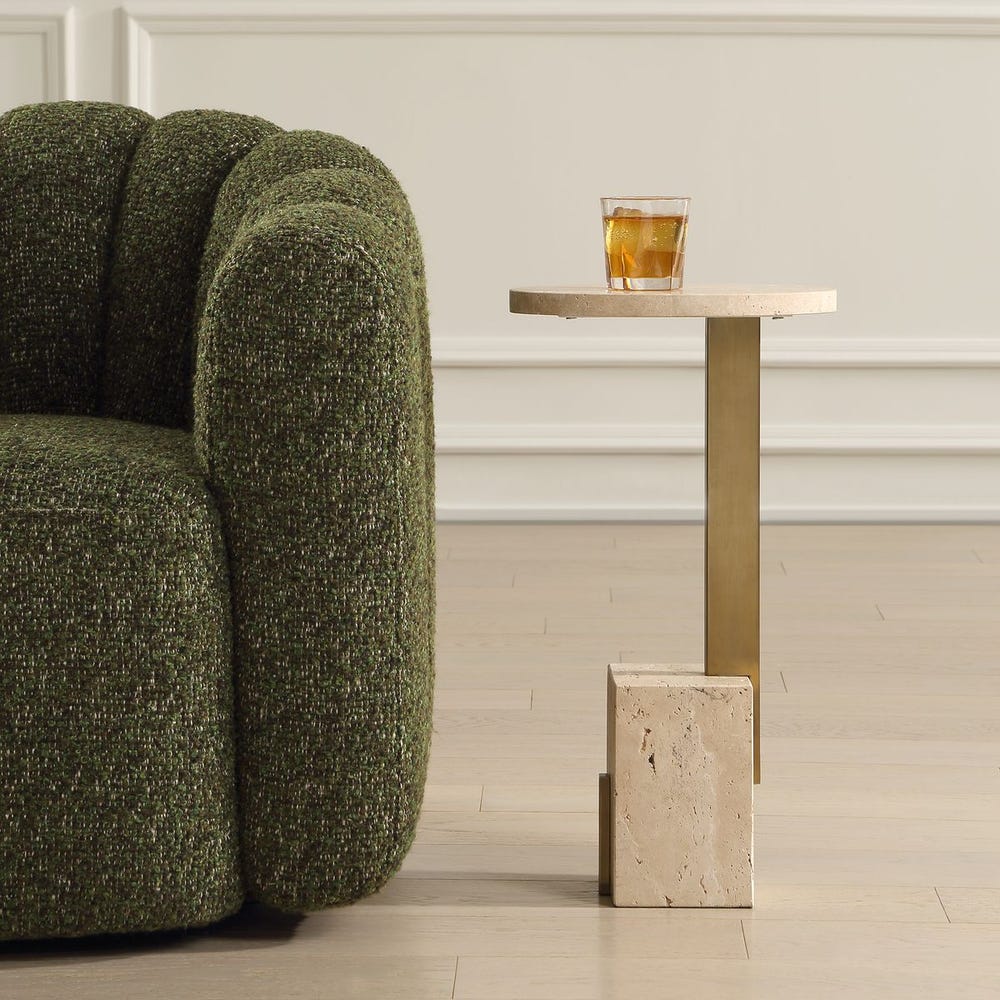 Smerillo 22 in. Travertine Accent Table
