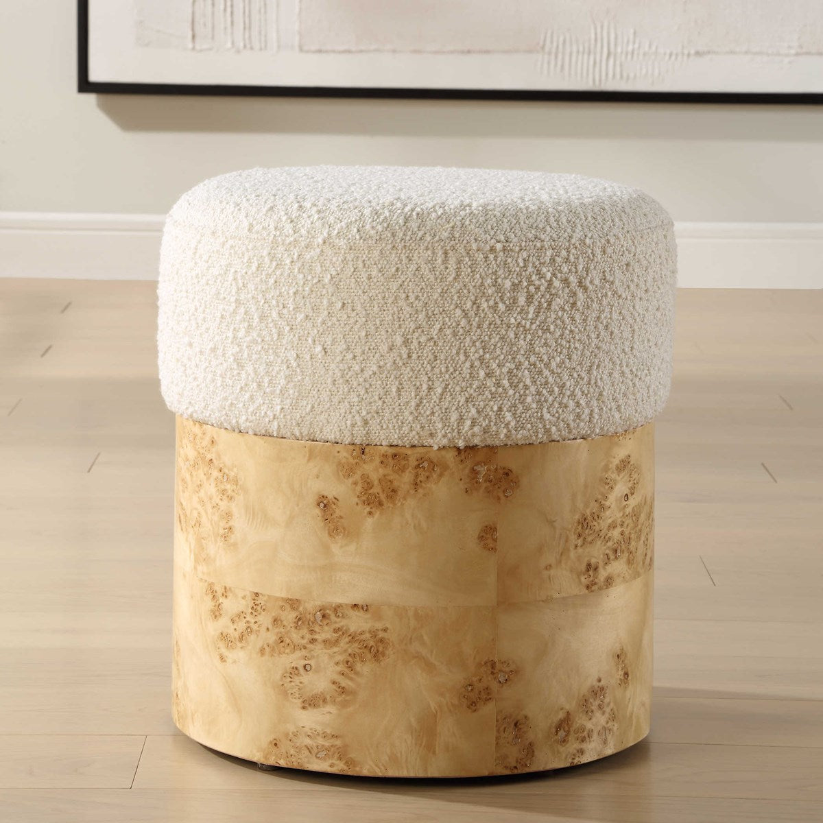 Trucco Boucle Fabric Top Ottoman