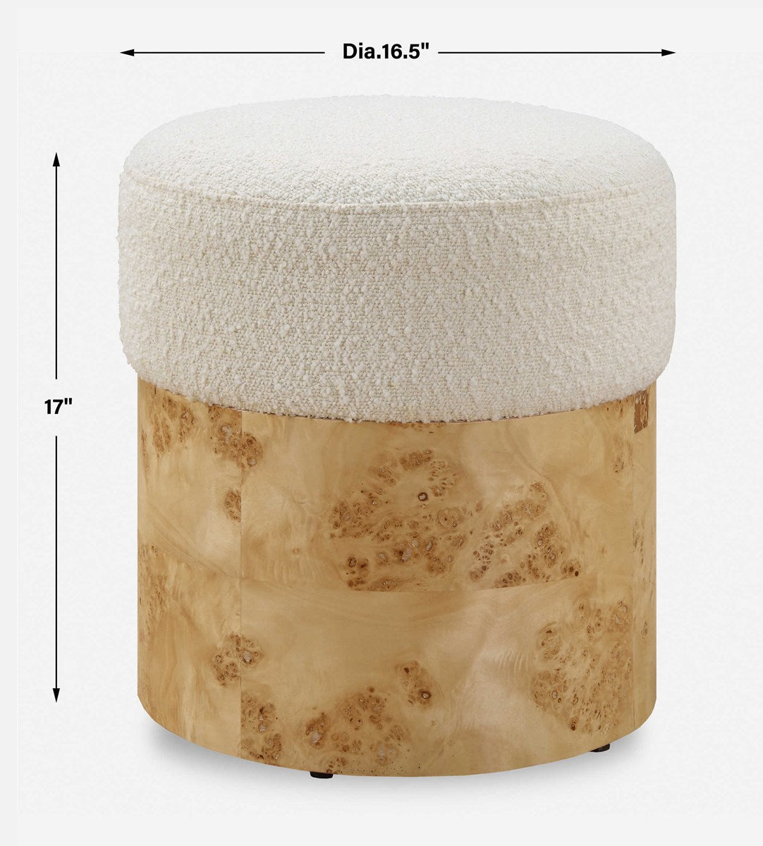 Trucco Boucle Fabric Top Ottoman