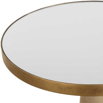 Fornelli 24 in. Natural Rattan Brass Accent Table