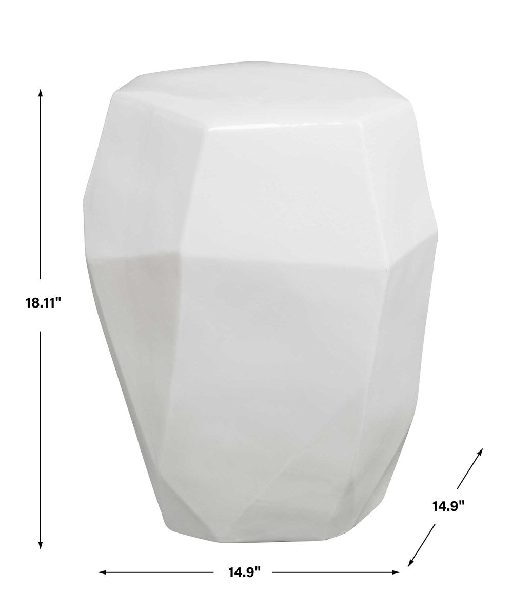 Inigo 18 in. Ceramic Accent Table - White