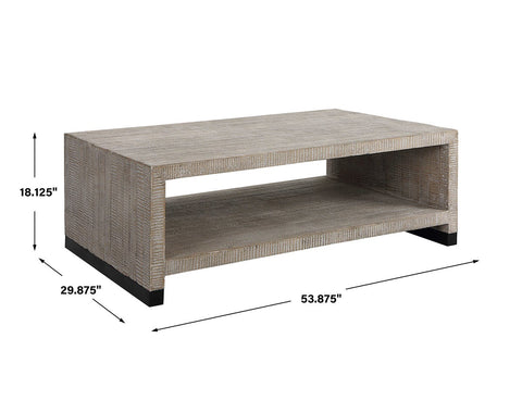Caelum 54 in. White Washed Wood Coffee Table