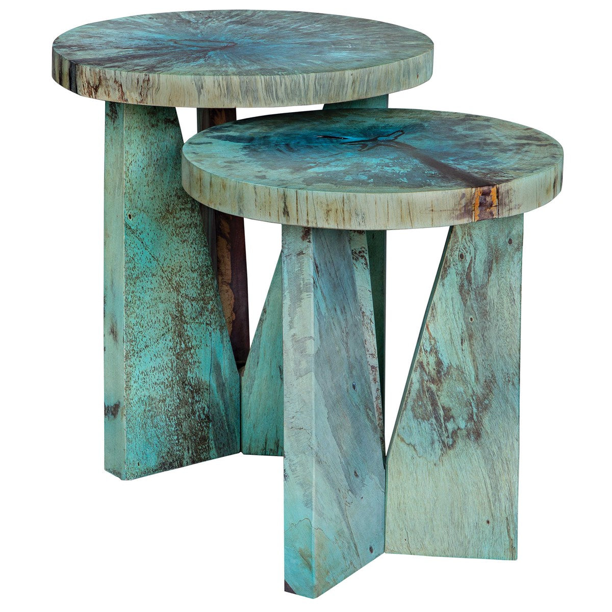 Casape 21 in. Blue Nesting Table - Set of 2