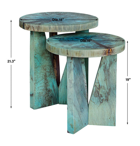 Casape 21 in. Blue Nesting Table - Set of 2