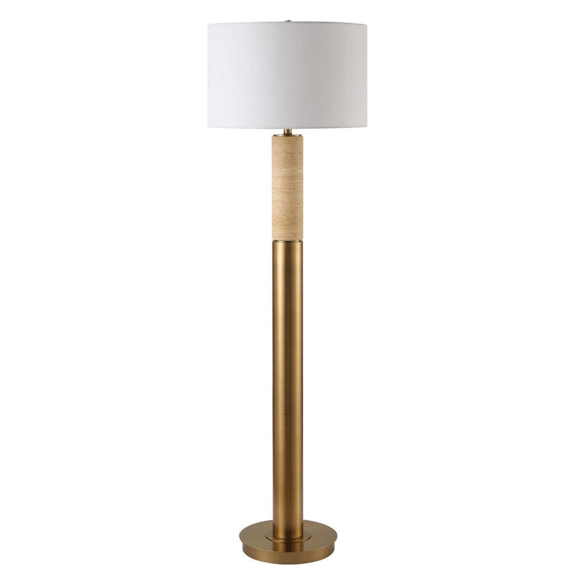 Cembra 66 in. Travertine Brass Floor Lamp