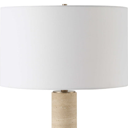 Cembra 66 in. Travertine Brass Floor Lamp