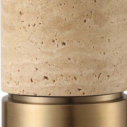 Cembra 66 in. Travertine Brass Floor Lamp