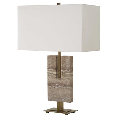 Capece 26 in. Travertine Table Lamp