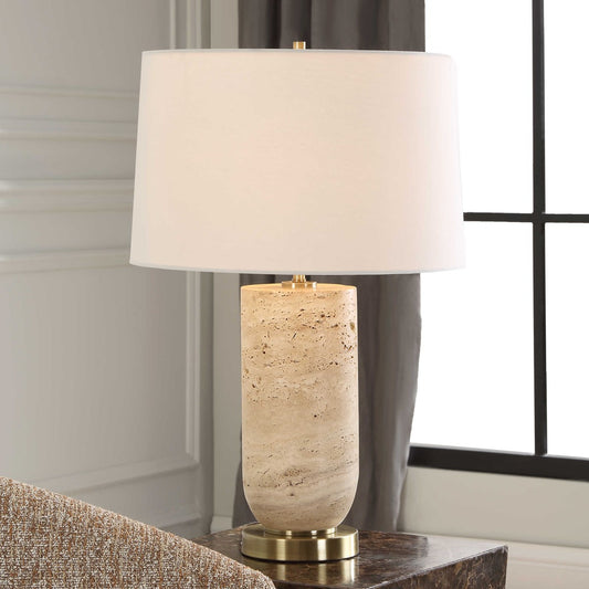 Lasnigo 25 in. Travertine Table Lamp