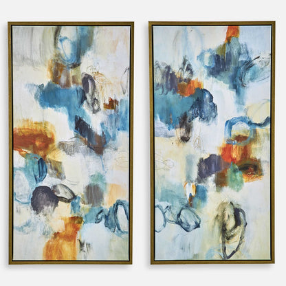 Harmony in Hues 42 in. Framed Canvases - Set of 2