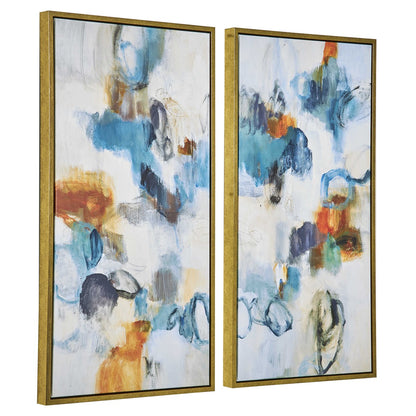 Harmony in Hues 42 in. Framed Canvases - Set of 2