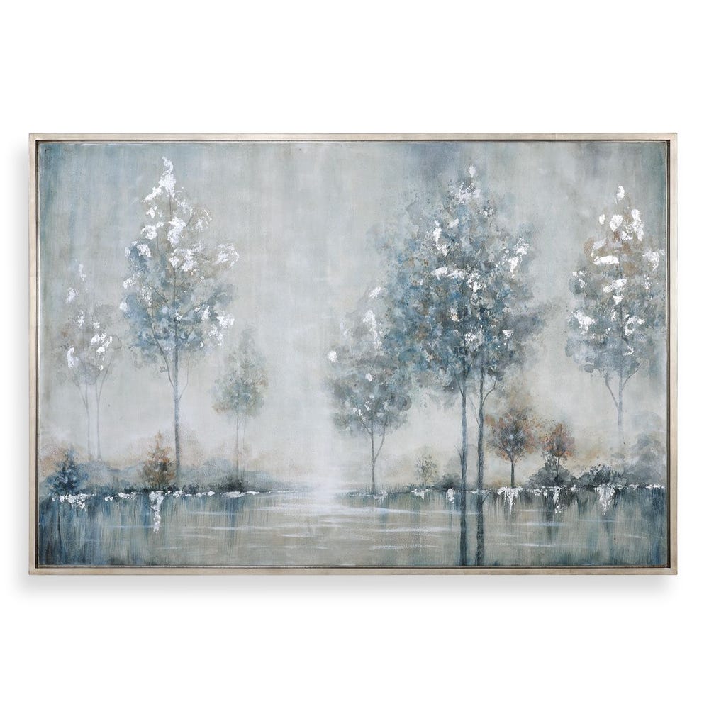 Snowly Lake 61 in. Hand Painted Canvas