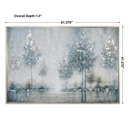 Snowly Lake 61 in. Hand Painted Canvas