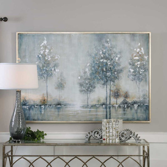 Snowly Lake 61 in. Hand Painted Canvas