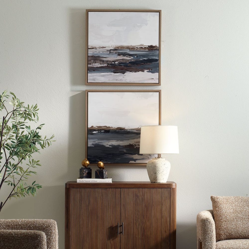 Soft Divide 26 in. Framed Canvases - Set of 2