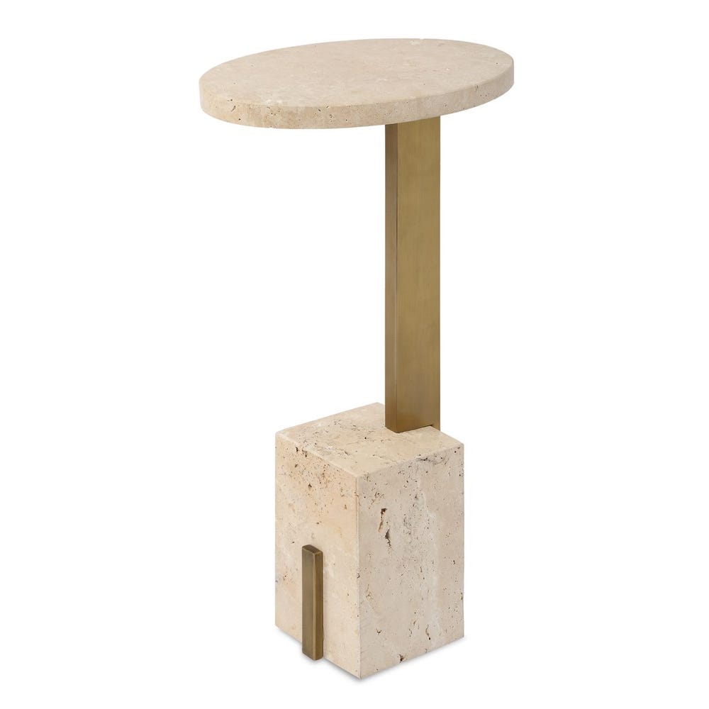 Smerillo 22 in. Travertine Accent Table