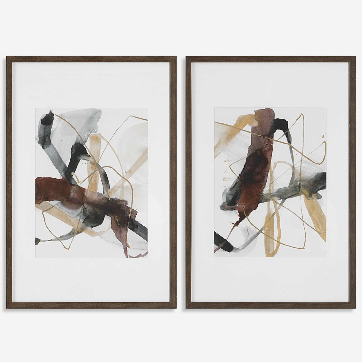 Neutral Harmony 40 in. Framed Prints - Set of 2