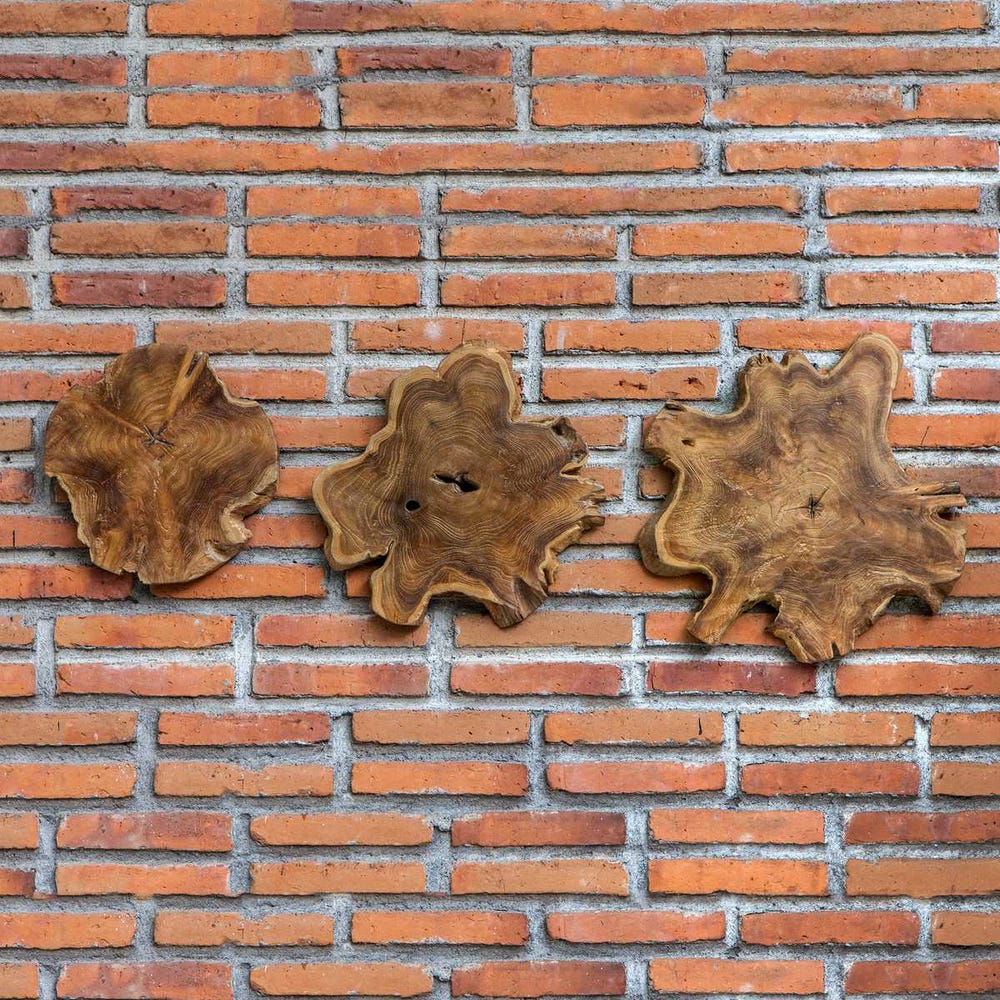 Poggio Teak Wood Outdoor Wall Decor - Set of 3