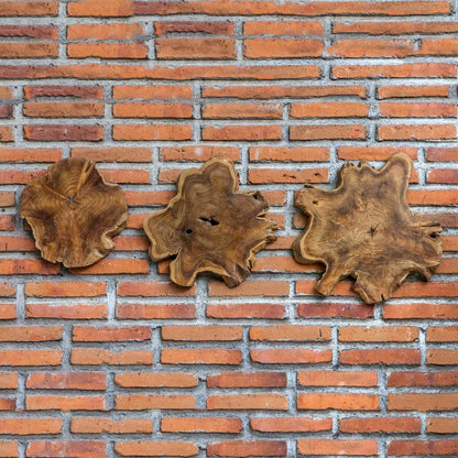 Poggio Teak Wood Outdoor Wall Decor - Set of 3